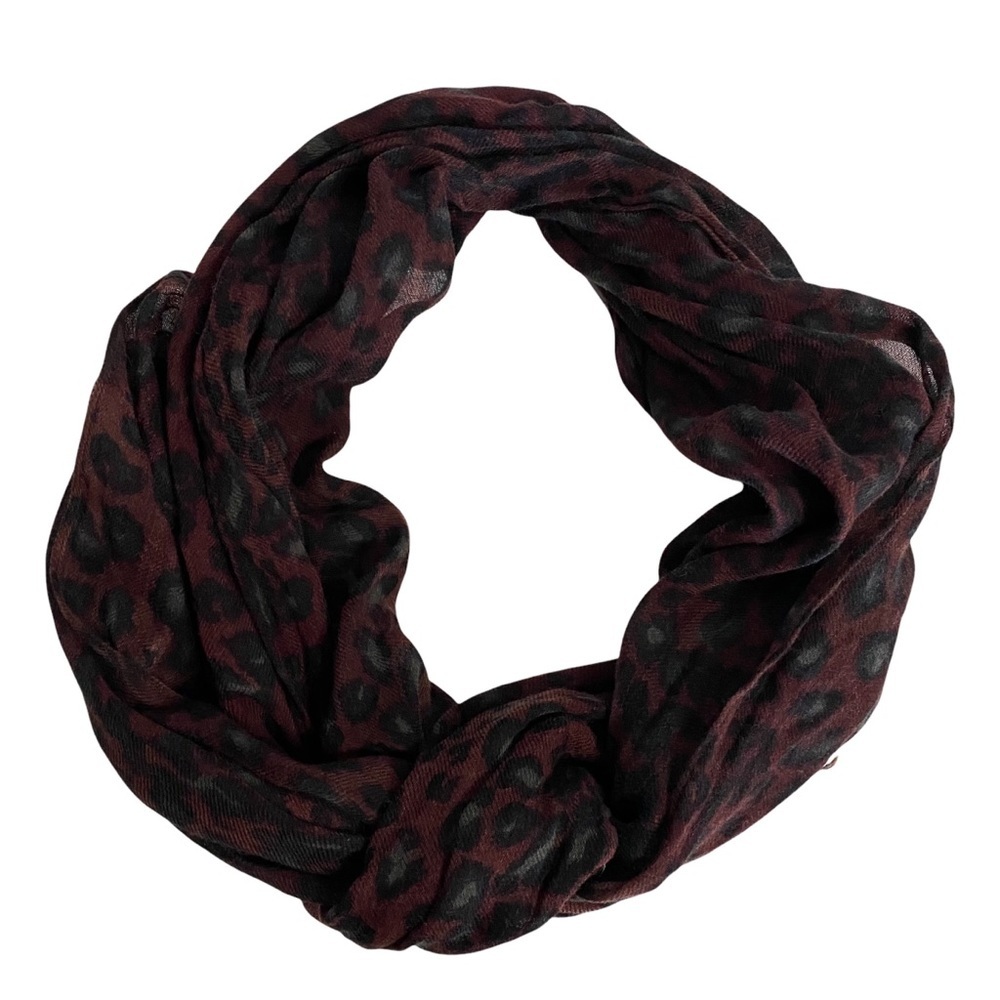 Indigo Women's Red Leopard Print Frayed Scarf